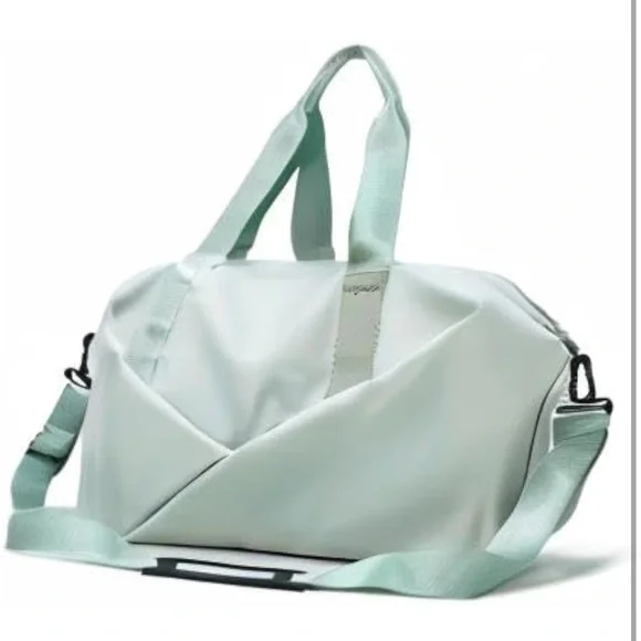 Duffle Gym Bag Separate Shoes Pocket Wet and Dry Separation Small Mint Green - Picture 2 of 10